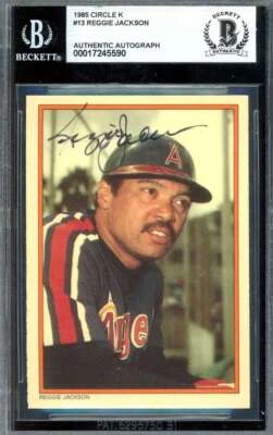 Reggie Jackson Beckett BAS Signed 1985 Topps Circle K Autograph - Image 1 of 2