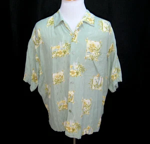 Camisa Aloha hawaiana manga corta WEEKENDER para hombre (XL) azul claro Tiki bar SEDA - Imagen 1 de 4