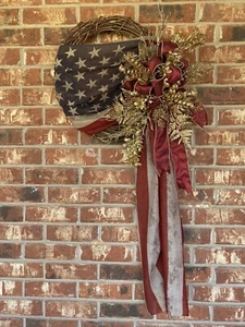 Independence And Patriotic Wreath 4th Of July Memorial Day Wall Or Door Decor - Picture 1 of 12