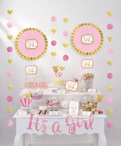 Girl Baby Shower Pink Table Party Decorations - Picture 1 of 1