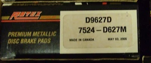 Juego de pastillas de freno de disco trasero, semimetálico - Rotex D9627D se adapta a Ford Mustang, 94-04 - Imagen 1 de 1