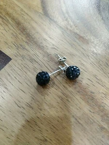stud earrings black shamballa style - Picture 1 of 1