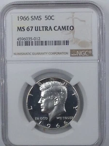 1966 SMS MS 67 Ultra Cameo KENNEDY NGC SMS MS 67 UC - Picture 1 of 2