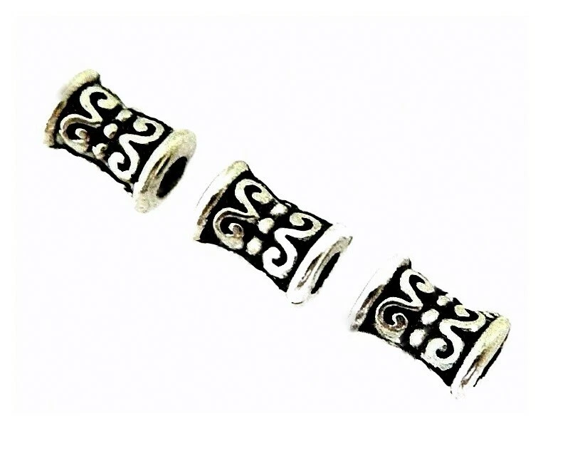 100 Tibetan Antiqued Silver 7mm Fancy Tube Spacer Metal Filigree Accent Beads