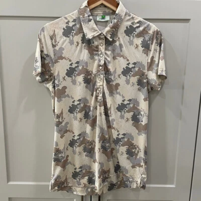 Polo deportivo diario para mujer mediano camuflaje tachonado perla a presión camisa de golf camiseta deportiva Foto 1 de 4