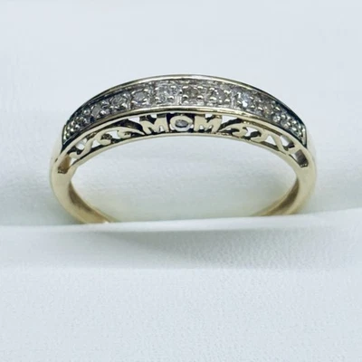 Vintage THL 0.05Ct 10k Yellow Gold Natural Diamond Mom Pave Ring Band Size 11 - Image 1 of 4