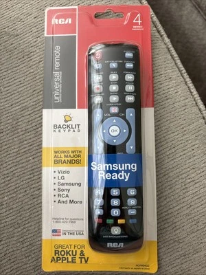 RCA Universal Remote Control 4 Device Ready, Black, Backlit Keypad, RCRN04GZ - Image 1 of 4