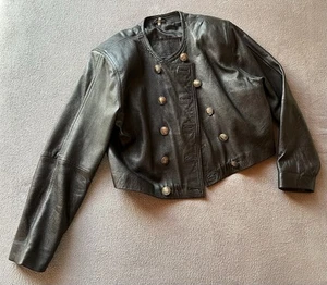 Vintage Lederjacke Lammnappa Gr. 38 schwarz mit Schulterpolster Top - Bild 1 von 6