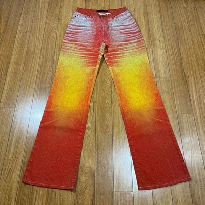 Just Roberto Cavalli sunset glitter painting print denim jeans pants size 27 - Imagen 1 de 4