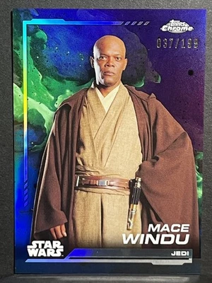 2024 Topps Chrome Star Wars Mace Windu Kamino Aqua Refractor 037/199 #138 - Image 1 of 2