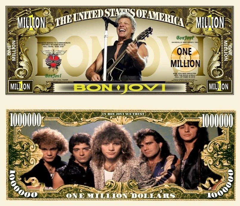 ✅ Pack de 10 Bon Jovi Música Rock Coleccionables 1 Millón de Dólares Dinero Novedad ✅ Foto 1 de 4