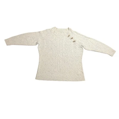 Suéter color crema avena tallado con volantes para mujer 1X con decoraciones de palanca Foto 1 de 4