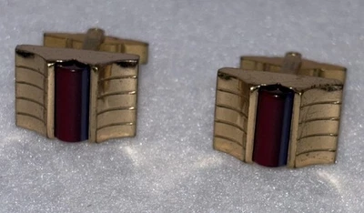 Gemelos Kreisler Crafraft - Latón con incrustación de plástico rojo intenso  Foto 1 de 4