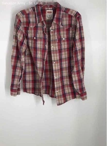 Levi's Boys Red Blue White Plaid Long Sleeve Button-Up Shirt Size XL 13-15 Yrs - Picture 1 of 6