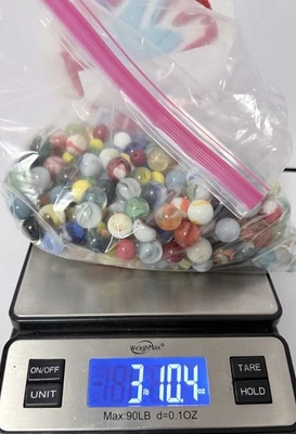 VINTAGE GLASS MARBLES LOT 3 LBS ASSORTED SHOOTERS SWIRLS CAT’S EYE MIXED COLLECT - Image 1 of 3