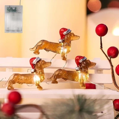 1/2/3M Mini Dachshund Shaped LED Lights Sausage Dog Christmas Tree Decor Gifts - Image 1 of 4