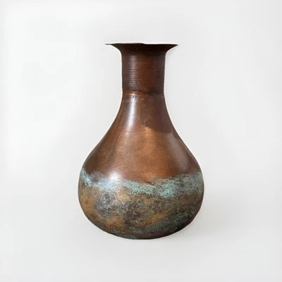 NWT Rustic Metal Vase, Pear-Shaped, Patina, 47th & Main 11 in Tall - Image 1 of 4