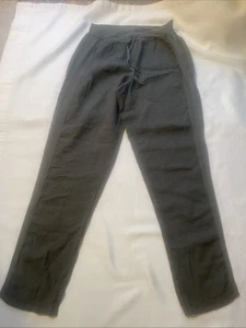 NUEVO MUJER LINO 100% LINO, VERDE OLIVA PIERNA CÓNICA, PANTALÓN TALLA PEQUEÑO - Imagen 1 de 6