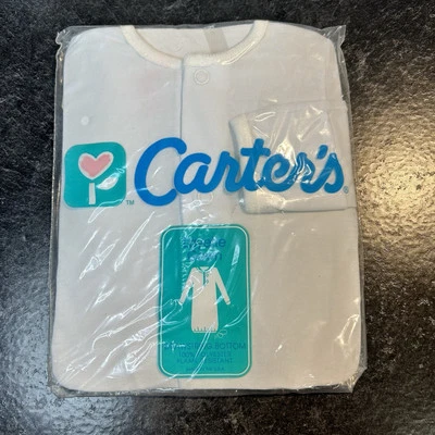 Vestido de Colección Nuevo de Lote Antiguo Carter's Infantil Fácil Snap Blanco Unisex Layette Con Cordón Foto 1 de 4