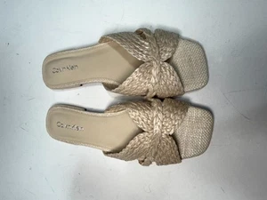 Sandalias sin cordones Calvin Klein KCTOUKIE-T para mujer deslizables planas 9,5 M crema punta abierta - Imagen 1 de 9