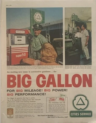 1961 Cities Service Gas PRINT AD Research Big Gallon Gasoline Citgo VTG 1960s - Image 1 of 4