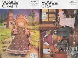 18" Early American DOLL & CLOTHES Sewing Patterns VOGUE 8336, 8337 UNCUT Cape - Picture 1 of 4