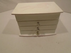 Girls White Jewelry Box Unicorn Theme Mirror lift top Play jewelry as shown - Picture 1 of 3