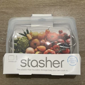Bolsa de almacenamiento reutilizable de silicona de grado alimenticio Stasher - transparente (medio de pie) - 56 oz - Imagen 1 de 4
