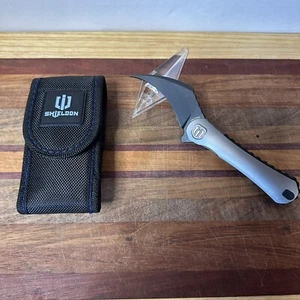 Shieldon Scythe XL Framelock Black Titanium Folding S35VN Pocket Knife DC01P - Picture 1 of 4