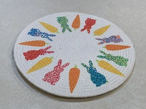Martha Stewart Round Placemats Set Of 4 Cotton Easter Multi Color Bunny 15” New - Picture 1 of 3