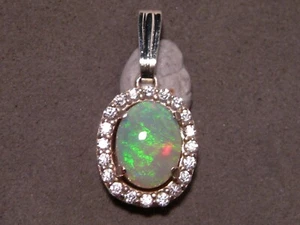 Gem Opal Pendant - Solid Australian Opal - Sterling Silver - Picture 1 of 9