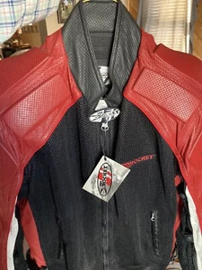 WOMEN'S JOE ROCKET REACTOR LEATHER/POLY MOTORCYCLE JACKET SIZE S NWT BLACK RED - Picture 1 of 14