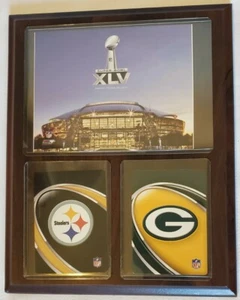 2011 Super Bowl XLV Dallas Texas Green Bay Packers & Pittsburgh Steelers Plaque - Picture 1 of 3