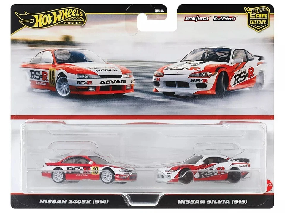 Hot Wheels Nissan 240SX S14 and S15 RSR 2 Pack HRR84-956N 1/64 Drift Car