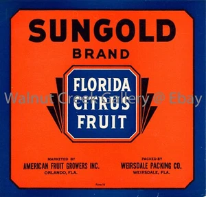 Florida Crate Label Fine Art Print, Citrus, approx 10.8"x 11.3" 13173 - Picture 1 of 1