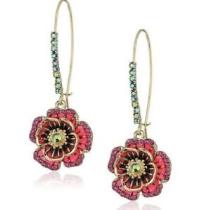 HOT Betsey Johnson Rose Dangle Earrings Multi-color gift
