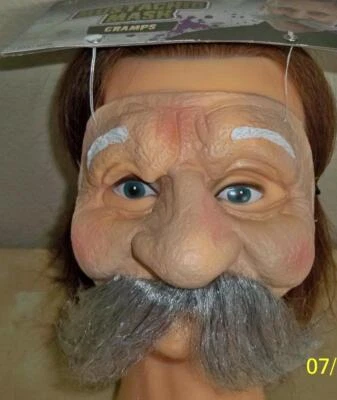 ADULT GRAMPS OLD 1/4 PVC FACE MASK HANDLEBAR MUSTACHE COSTUME MR131377 - Image 1 of 3