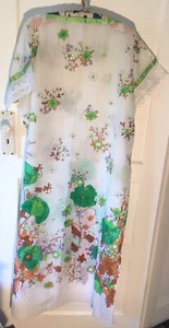 Vintage Retro 60-70s Sheer Floral Poppy Flowers Kaftan Dress Lace Handmade Large - Picture 1 of 12