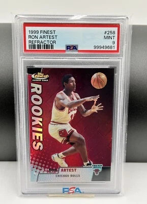 ROOKIE REFRACTOR - 1999 Topps Finest #258 Ron Artest RC - #/200 - PSA 9 POP 7 - Image 1 of 3