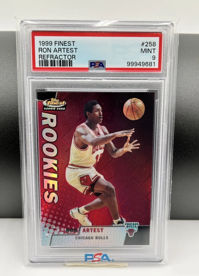 ROOKIE REFRACTOR - 1999 Topps Finest #258 Ron Artest RC - #/200 - PSA 9 POP 7 - Image 1 of 3