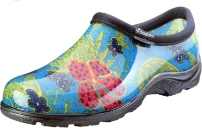 Zapatos sin cordones Sloggers para mujer de verano azules florales para lluvia y jardín | Talla 9 Foto 1 de 4