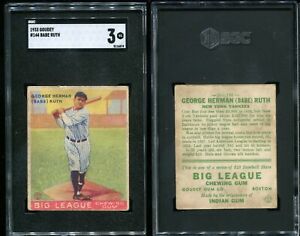 1933 Goudey #144 Babe Ruth Yankees HOF ~~ SGC 3 VG NICE ~~ great color