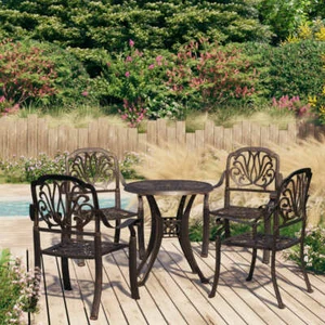 NNEVL 5 Piece Bistro Set Cast Aluminium Bronze - Picture 1 of 10