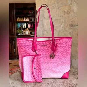 Michael Kors Eva Large Women Tote Shoulder Bag with Pouch Dragon Fruit NWT - Picture 1 of 6
