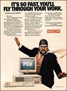 1985 rivista vecchio computer AD NCR PC6 personal computer con Dom DeLuise 081023 - Foto 1 di 1