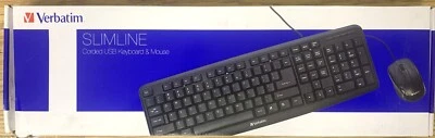 Verbatim 99202 Slimline Wired USB QWERTY Keyboard & Mouse - Black - Image 1 of 4