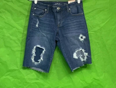 Bermuda jeans INC International Concepts patchwork média índigo 2 - Imagem 1 de 4