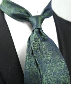 New Classic Striped Green Blue JACQUARD WOVEN 100% Silk Men's Necktie Tie - Picture 1 of 1