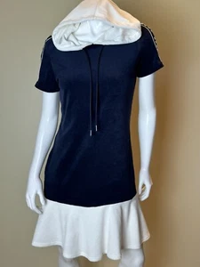 DKNY Women’s Sz M Navy Dress Ruffle Hooded. (58) - Picture 1 of 9