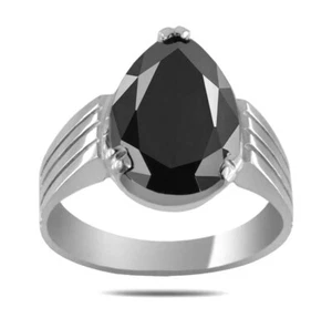 Pear Shape Black Diamond Ring Engagement 925-Sterling Silver Certified 2.70 Ct. - Picture 1 of 5